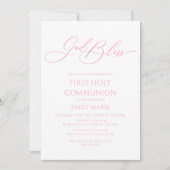 First Communion God Bless pink Invitation 招待状 (正面)