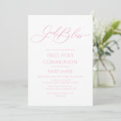First Communion God Bless pink Invitation 招待状 (スタンド正面)