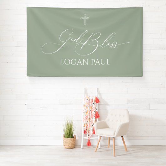 First Communion God Bless Sage banner backdrop 横断幕 (インサイチュ)