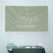 First Communion God Bless Sage banner backdrop 横断幕 (トレードショー)
