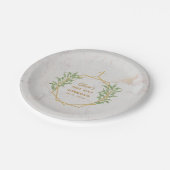 First Communion Greenery Gold Botanical Geometric  ペーパープレート (アングル)