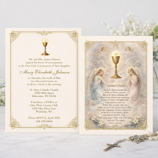 First Communion Invitation Anima Christi 招待状