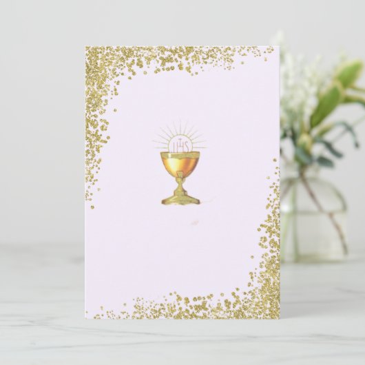 First Communion Invite Purple 招待状 (スタンド正面)