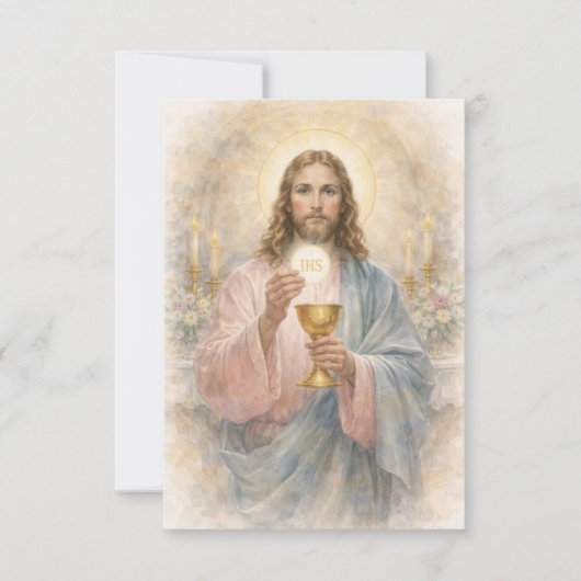 First Communion Jesus Eucharist Keepsake Prayer 案内状 (正面)