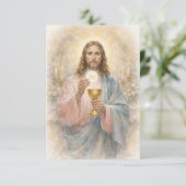 First Communion Jesus Eucharist Keepsake Prayer 案内状 (スタンド正面)