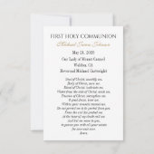 First Communion Jesus Eucharist Keepsake Prayer 案内状 (裏面)