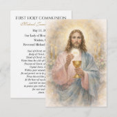 First Communion Jesus Eucharist Keepsake Prayer 案内状 (正面/裏面)