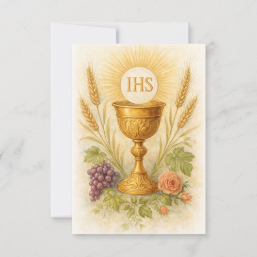 First Communion Keepsake Eucharistic Chalice Card 案内状 (正面)