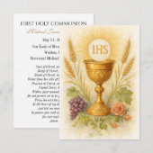 First Communion Keepsake Eucharistic Chalice Card 案内状 (正面/裏面)