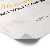 First Communion Marble Folids金ゴールドクロスウェルカム ポスター (角)