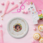 First Communion Marble Girl Photo inバラリース ペーパープレート (パーティー)