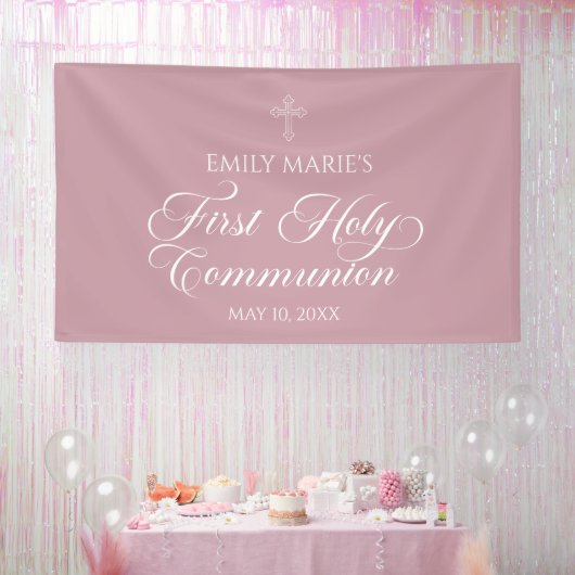 First Communion Mauve banner backdrop 横断幕 (パーティー)