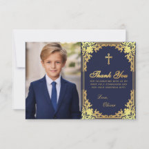 First Communion Navy Blue金ゴールドヴィンテージBoy写真