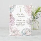 first communion pastel colors peonies  招待状 (スタンド正面)