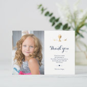 First Communion Photo Thank you Minimalist金ゴールド 招待状 (スタンド正面)