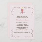 First Communion, Pink Chaliceとのフローラつる植物 招待状 (正面/裏面)