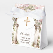 First Communion Pink Florals Arch Cross フェイバーボックス (正面サイド)