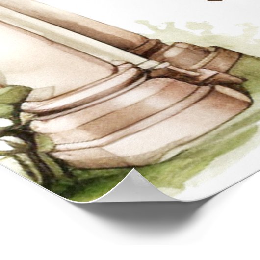 First Communion Pink Florals Arch Cross Welcome ポスター (角)