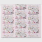 First Communion Pink Girl's Add Name ラッピングペーパー (フラット)