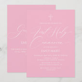 First Communion Pink Invitation 招待状 (正面/裏面)