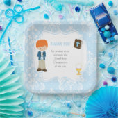 First Communion Red Hair Boy Thank You ペーパープレート (パーティー)
