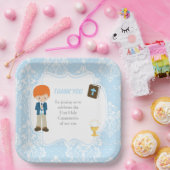 First Communion Red Hair Boy Thank You ペーパープレート (パーティー)