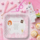 First Communion Red Hair Girlありがとう ペーパープレート (パーティー)