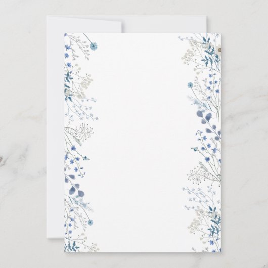 First Communion small blue watercolor flowers 招待状 (裏面)