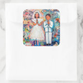 First Communion Stickers，男の子と女の子 スクエアシール (バッグ)