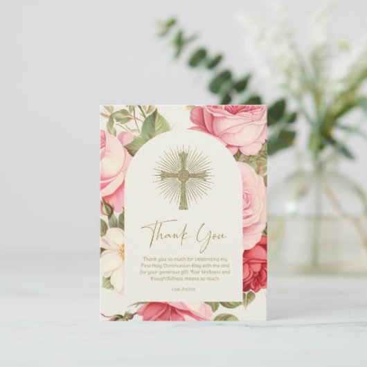 First Communion Thank You Pink Roses (スタンド正面)