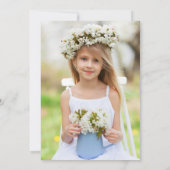 First Communion Water Colorピンク白フローラ写真 招待状 (裏面)