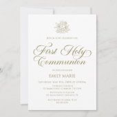 First Communion white and gold Invitation 招待状 (正面)