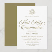 First Communion white and gold Invitation 招待状 (正面/裏面)