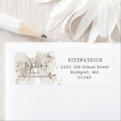 First Communion White Bow Roses Return Address ラベル (インサイチュ)