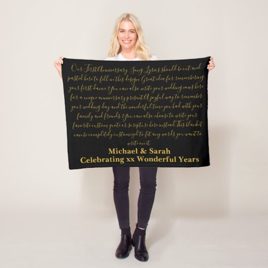 First Dance Song Lyrics Anniversary Gift Vows 10th フリースブランケット (インサイチュ)