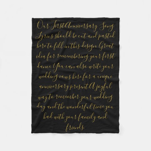 First Dance Song Lyrics Anniversary Gift Vows 25th フリースブランケット (正面)