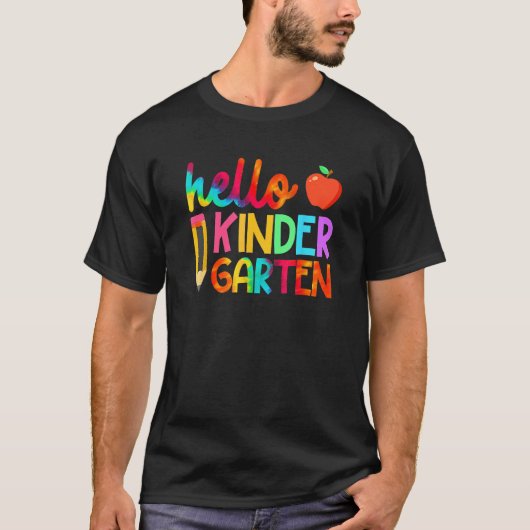 First Day Hello Kindergarten Team Kinder Back To S Tシャツ (正面)