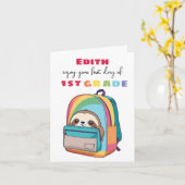 first day new grade Son Daughter cute sloth カード (黄色い花)