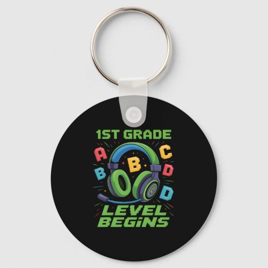 First Day Of 1st Grade Level Begins Shirt Gamer Bo キーホルダー (正面)