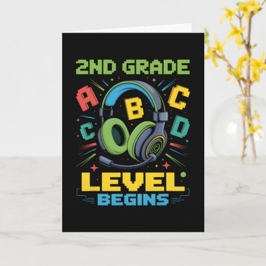 First Day Of 2nd Grade Level Begins Shirt Gamer Bo カード (黄色い花)
