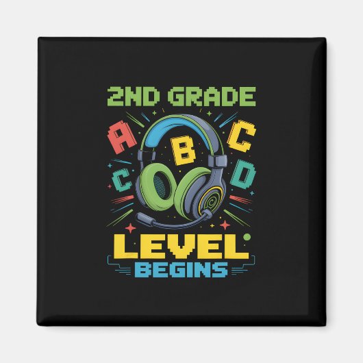 First Day Of 2nd Grade Level Begins Shirt Gamer Bo マグネット (正面)