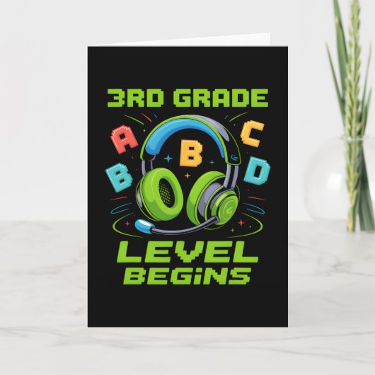 First Day Of 3rd Grade Level Begins Shirt Gamer Bo カード (正面)
