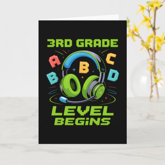 First Day Of 3rd Grade Level Begins Shirt Gamer Bo カード (黄色い花)