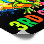 First Day Of 3rd Grade Shirt Boys Dinosaur Ck To S ポスター (角)