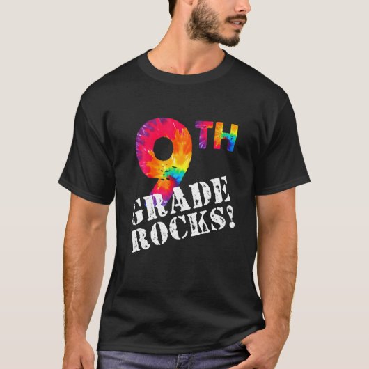 First Day Of 9Th Grade Rocks Tie Dye Student Back Tシャツ (正面)