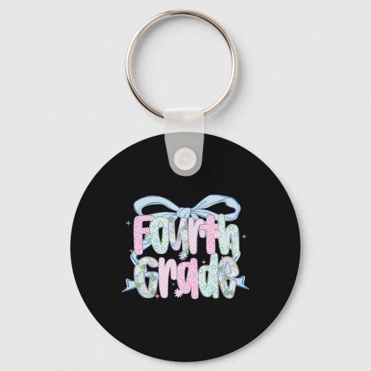 First Day Of Fourth Grade Floral Bundle For Teache キーホルダー (正面)