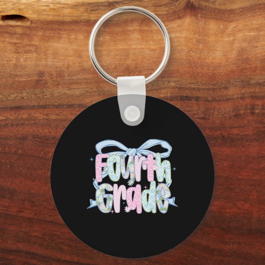 First Day Of Fourth Grade Floral Bundle For Teache キーホルダー (正面)