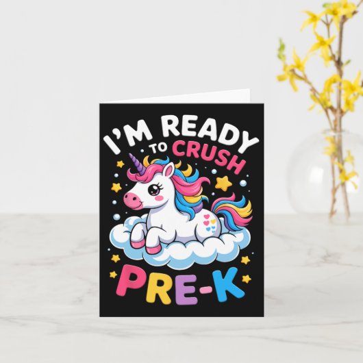 First Day Of Preschool I'm Ready To Crush Pre-k Un カード (黄色い花)