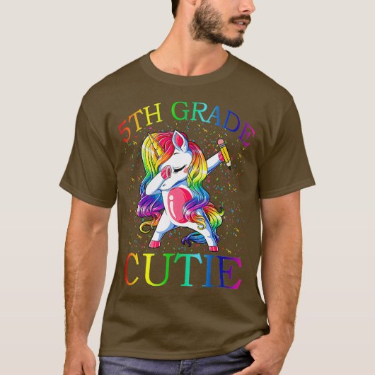 First Day of School 5th Grade Cutie Unicorn Tシャツ (正面)