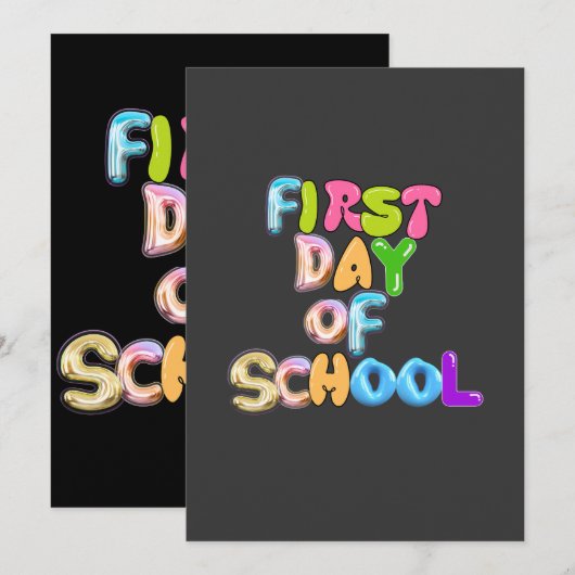 FIRST DAY OF SCHOOL, BACK TO SCHOOL GIFTS 招待状 (正面/裏面)